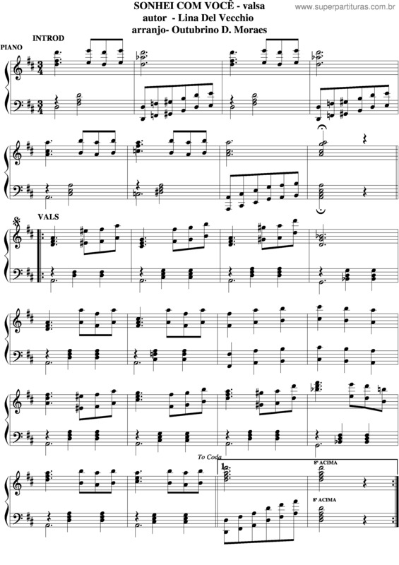 Partitura da música Sonhei Com Você v.2