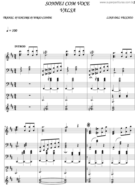 Partitura da música Sonhei Com Você