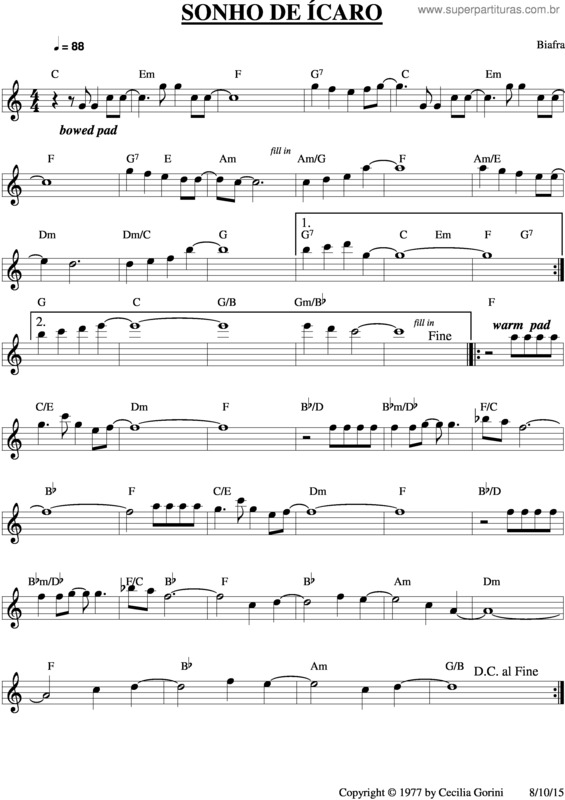 Partitura da música Sonho De Ícaro v.2