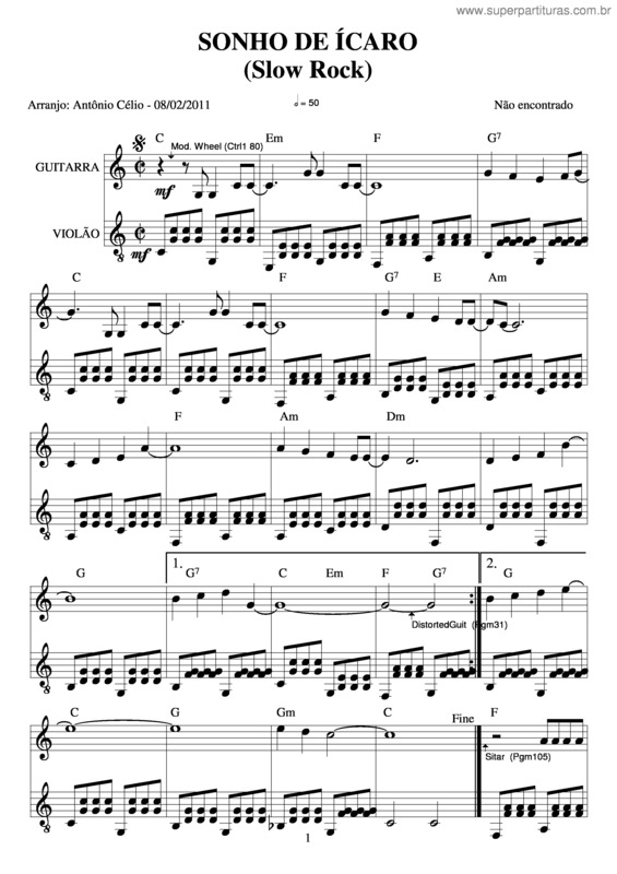 Partitura da música Sonho De Ícaro v.3