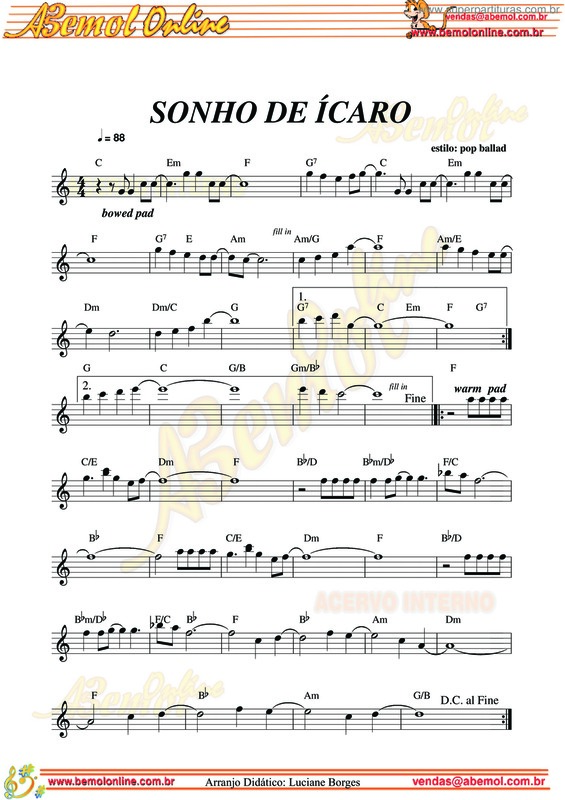 Partitura da música Sonho De Ícaro v.4