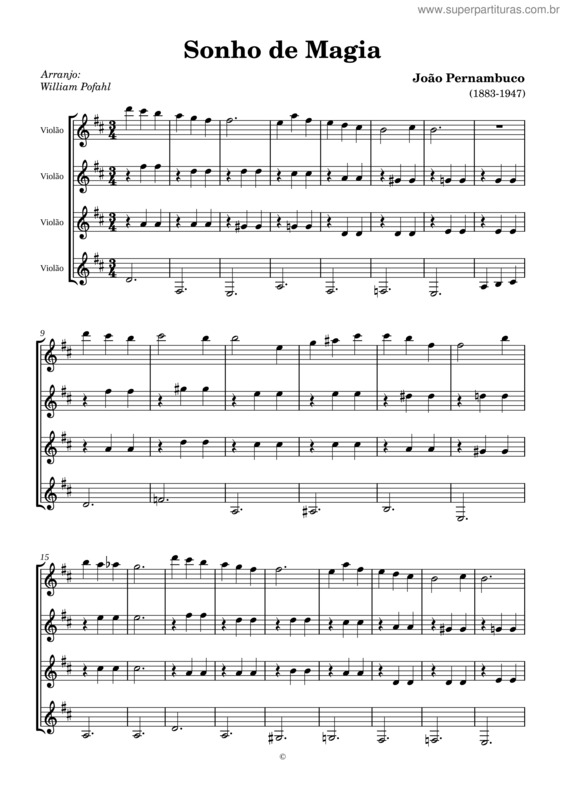 Partitura da música Sonho De Magia v.2