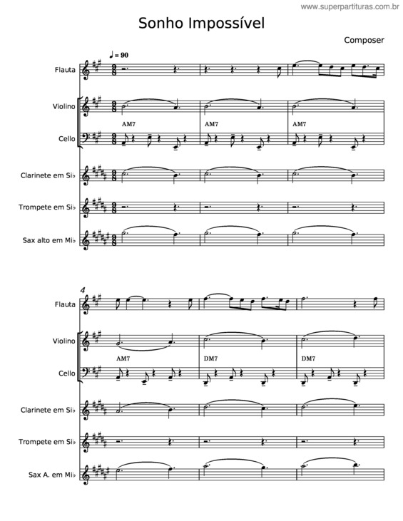 Partitura da música Sonho Impossível – Maria Bethania