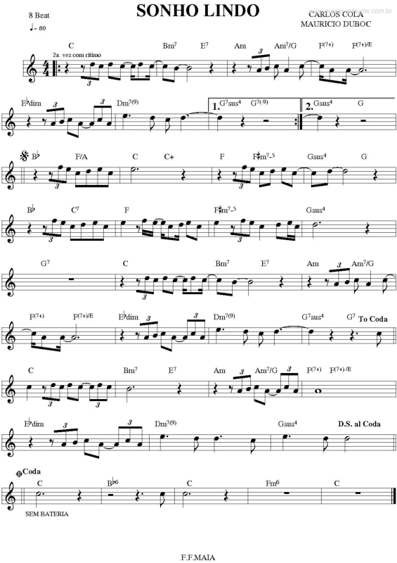 Partitura da música Sonho Lindo