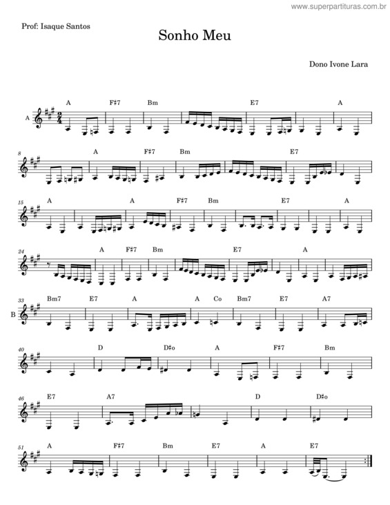 Partitura da música Sonho Meu v.4