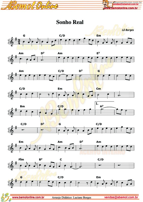 Partitura da música Sonho Real v.2