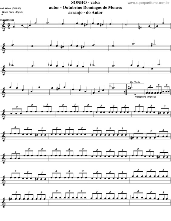 Partitura da música Sonho v.4