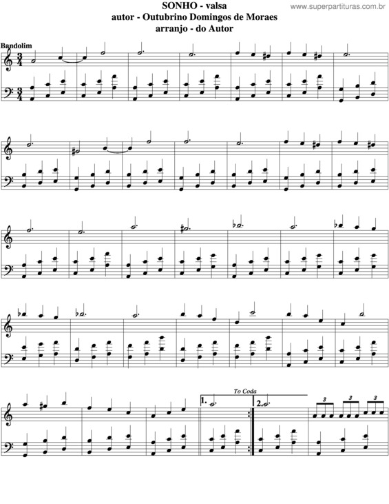 Partitura da música Sonho v.5