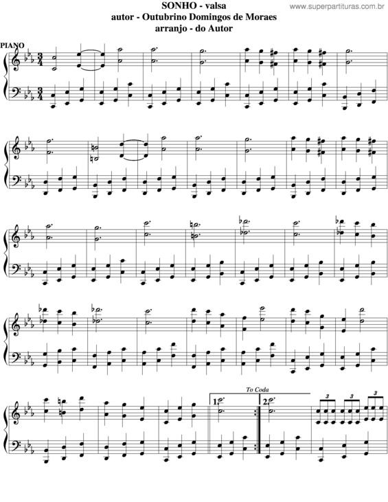 Partitura da música Sonho v.6