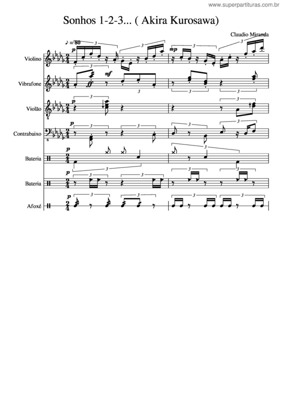 Partitura da música Sonhos 1–2–3