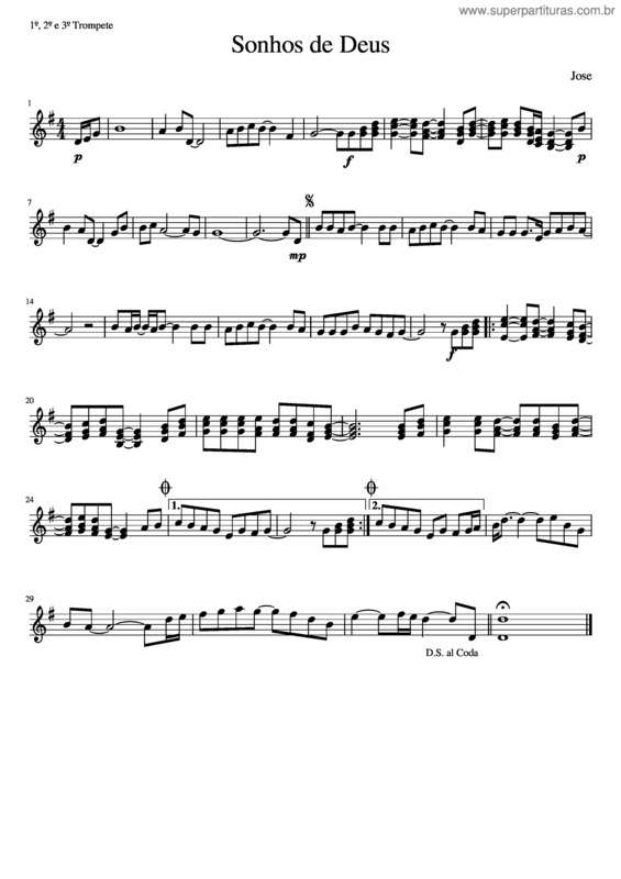 Partitura da música Sonhos De Deus