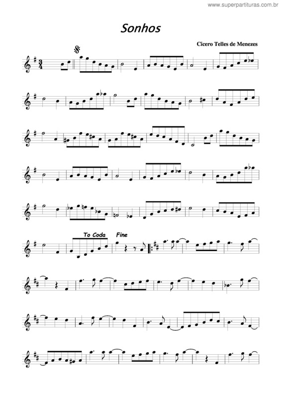 Partitura da música Sonhos v.2