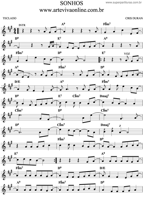 Partitura da música Sonhos v.3