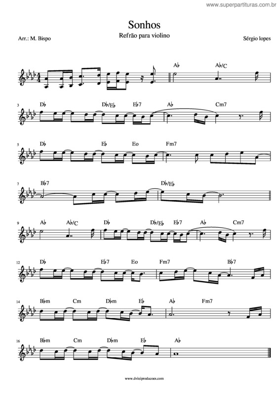 Partitura da música Sonhos v.8