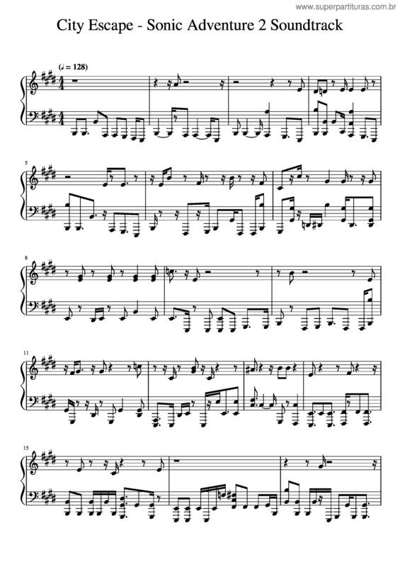 Partitura da música Sonic Escape From The City Auto Transcribed From Original Song