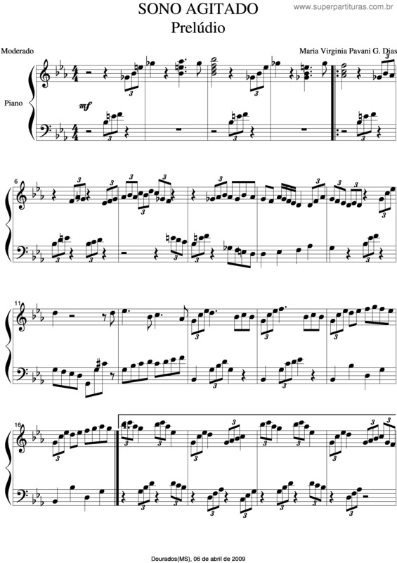 Partitura da música Sono Agitado