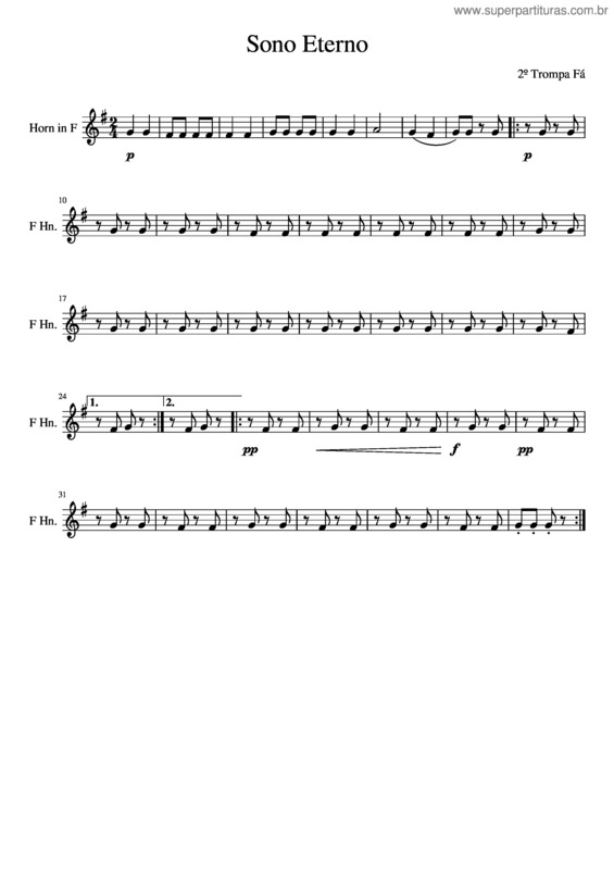 Partitura da música Sono Eterno