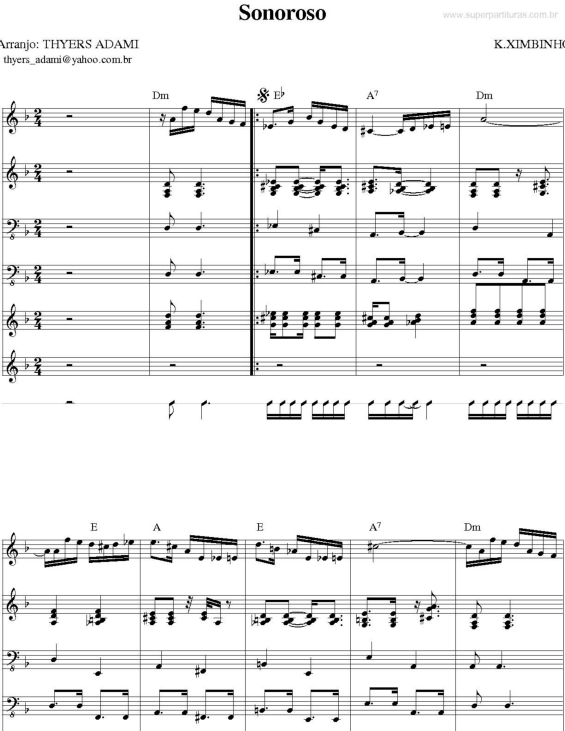 Partitura da música Sonoroso