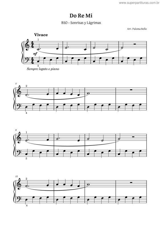 Partitura da música Sonrisas Y Lágrimas – Misc Soundtrack Sonrisas Y Lágrimas – Rodgers & Hammerstein Do Re Mi