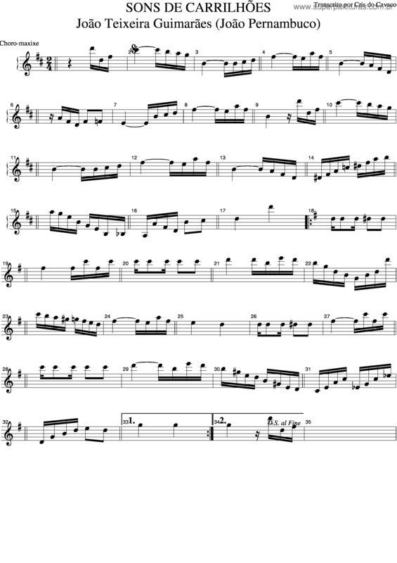 Partitura da música Sons De Carrilhões v.2