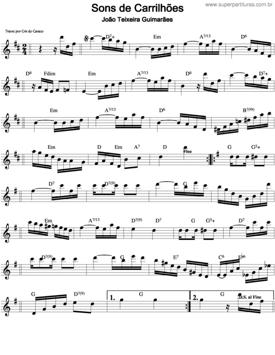 Partitura da música Sons De Carrilhões v.3