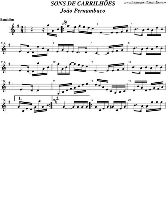 Partitura da música Sons De Carrilhões