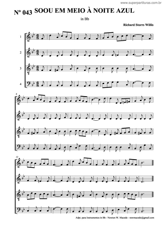 Partitura da música Soou Em Meio À Noite Azul