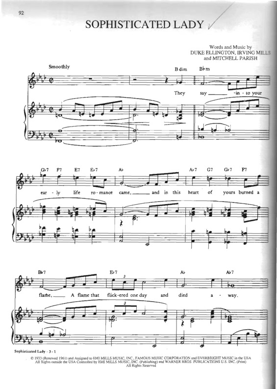 Partitura da música Sophisticated Lady