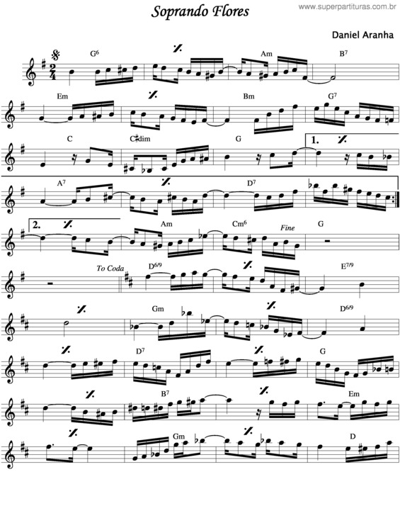 Partitura da música Soprando Flores