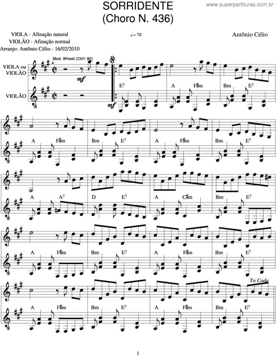 Partitura da música Sorridenten