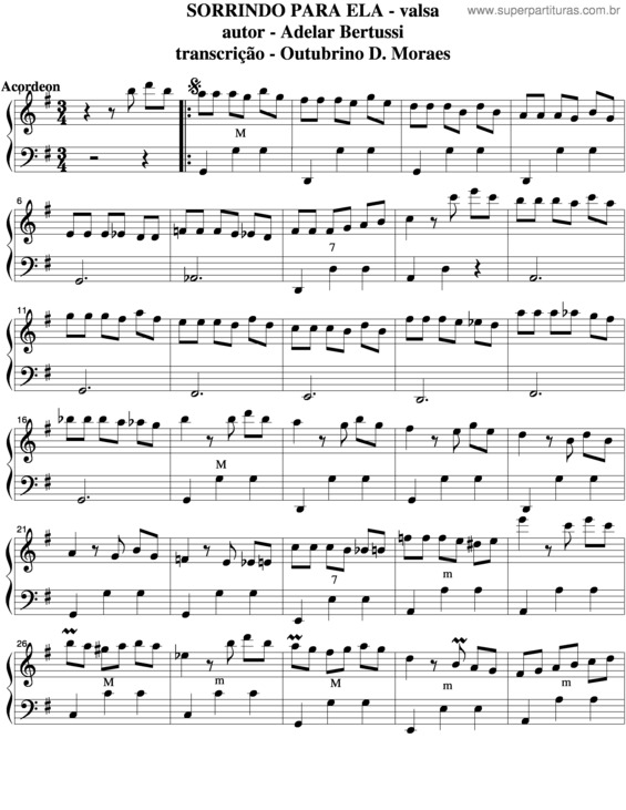 Partitura da música Sorrindo Para Ela