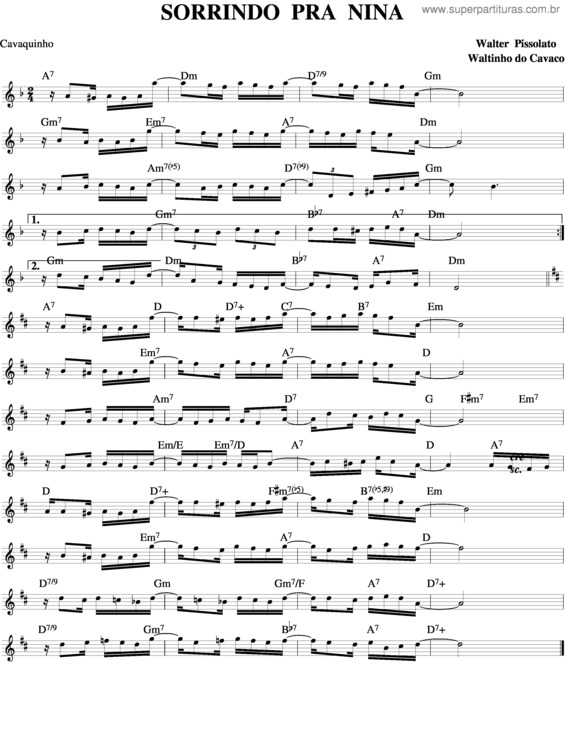 Partitura da música Sorrindo Pra Nina