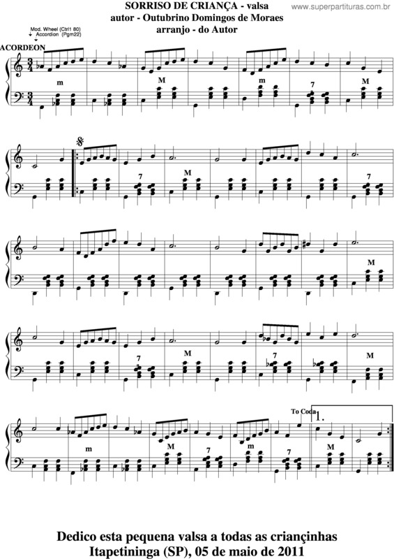 Partitura da música Sorriso De Criança v.2