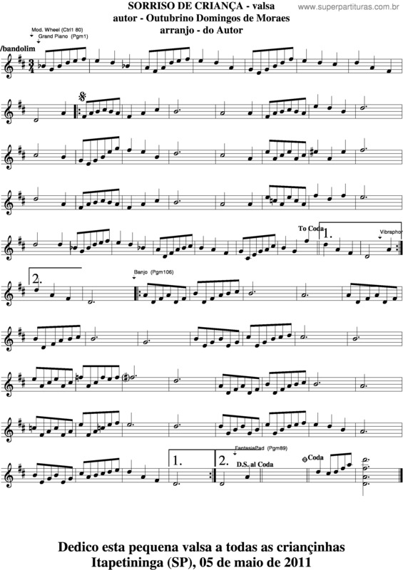 Partitura da música Sorriso De Criança v.3