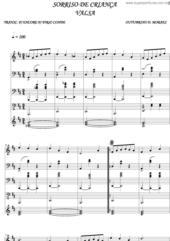 Partitura da música Sorriso De Criança