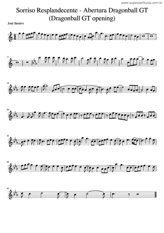 Partitura da música Sorriso Resplandecente – Abertura Dragonball Gt  Dragonball Gt Opening