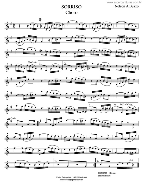 Partitura da música Sorriso v.2