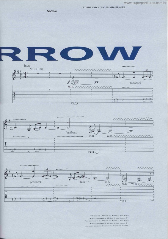 Partitura da música Sorrow