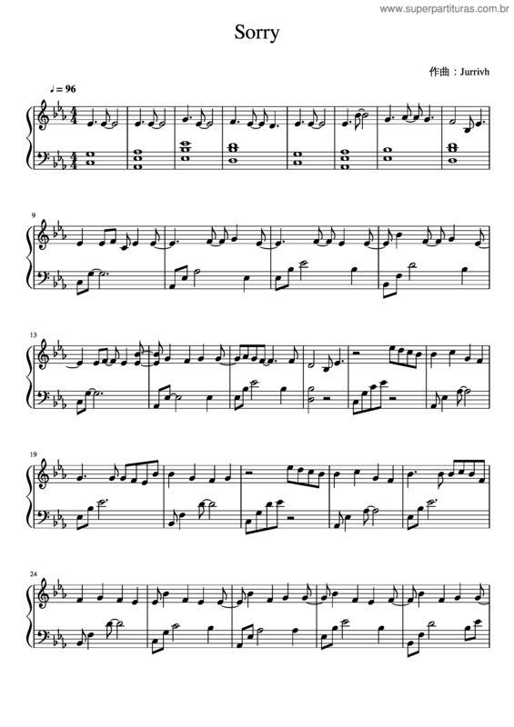 Partitura da música Sorry – Jurrivh