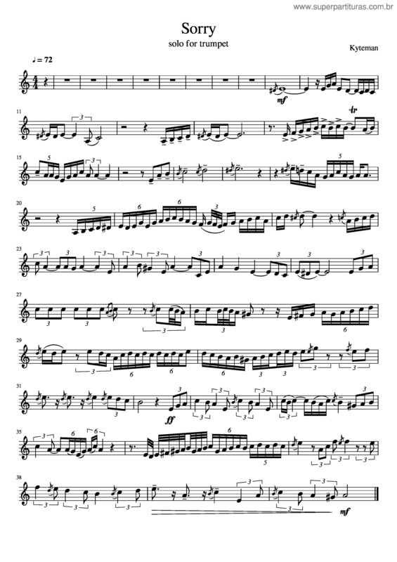 Partitura da música Sorry – Kyteman