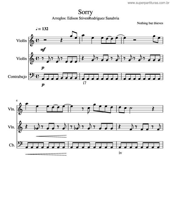 Partitura da música Sorry – Nothing But Thieves