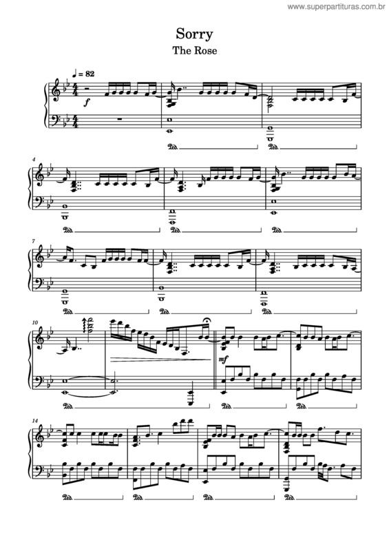 Partitura da música Sorry – The Rose