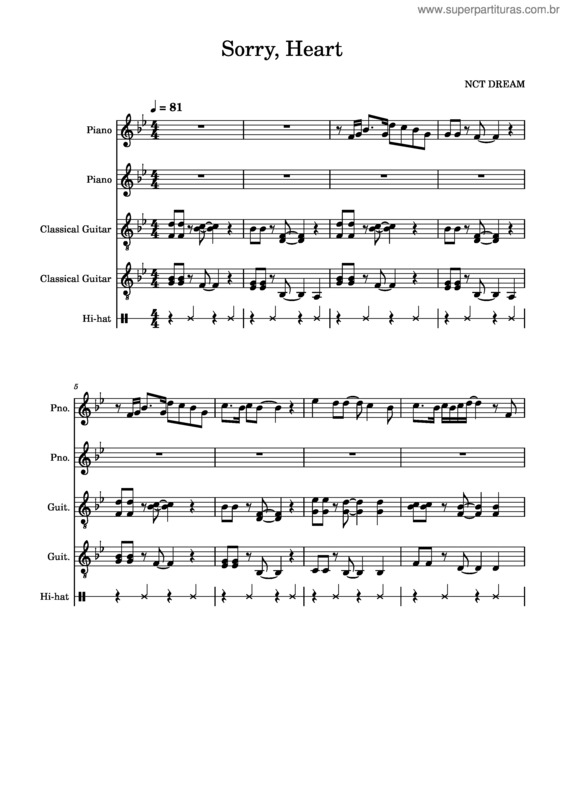 Partitura da música Sorry, Heart – Nct Dream