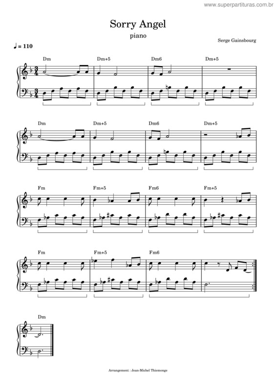 Partitura da música Sorry Angel