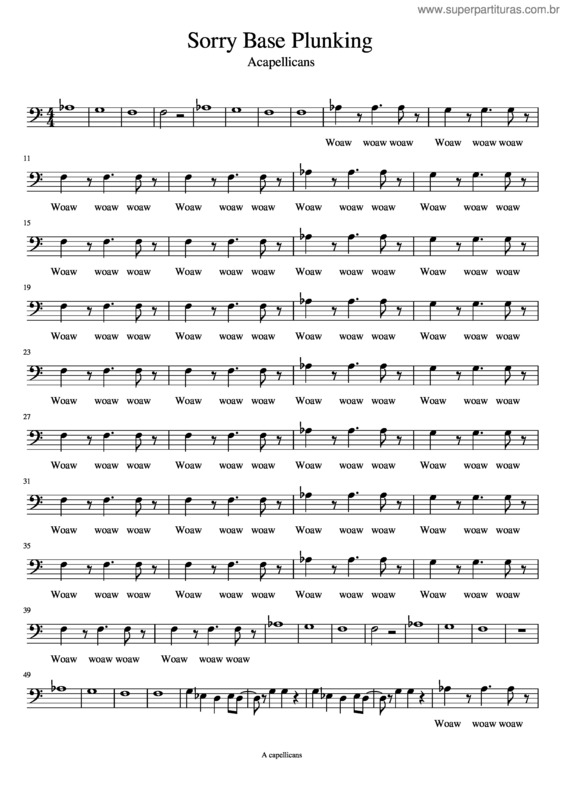 Partitura da música Sorry Base Plunking