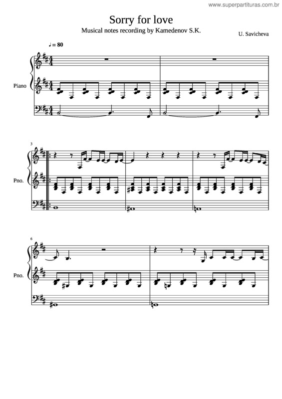 Partitura da música Sorry For Love