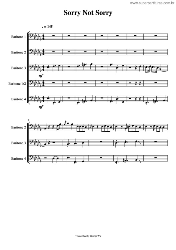 Partitura da música Sorry Not Sorry v.3