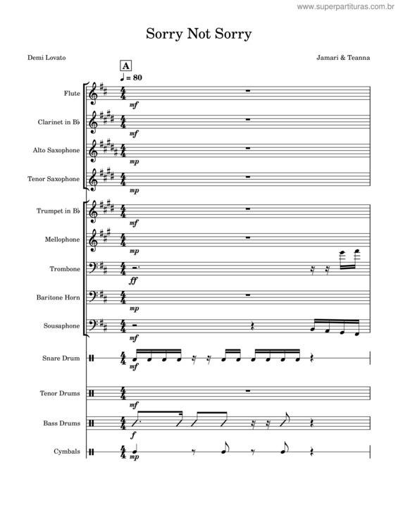 Partitura da música Sorry Not Sorry v.6