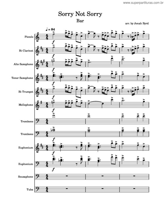 Partitura da música Sorry Not Sorry v.7