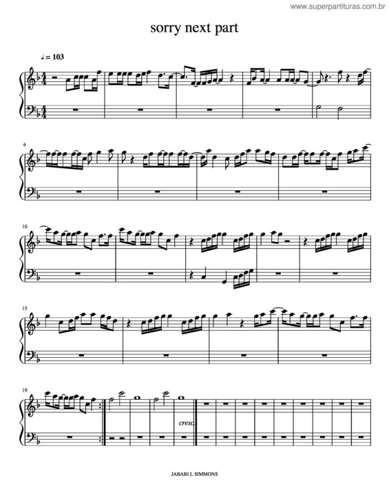 Partitura da música Sorry Second Page